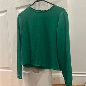 Zara Green Long Sleeve Crop Blouse